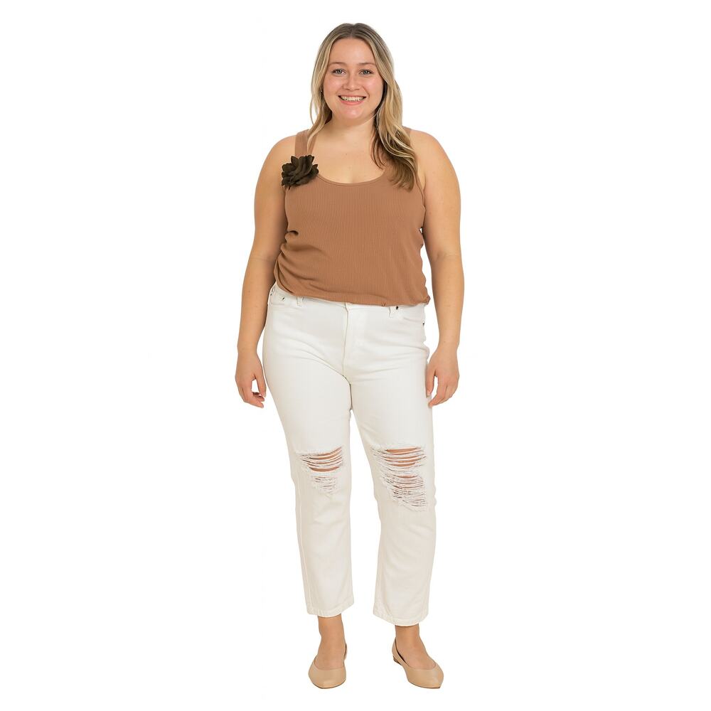 NWT AFRM Women’s Distressed White Boyfriend Fit Jeans Size 26 Inch Waist